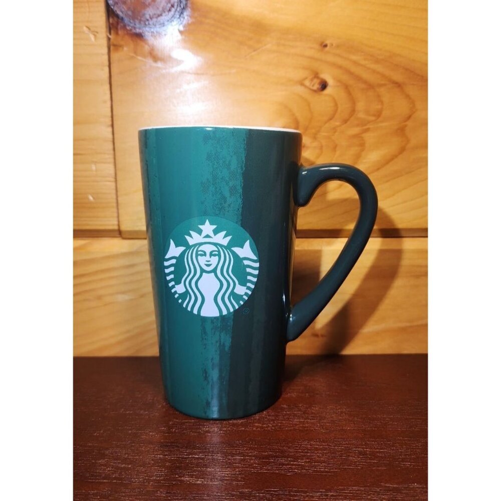 STARBUCKS 2021 Holiday Brush Strokes 16oz Tall Ceramic Coffee Mug Red/Green